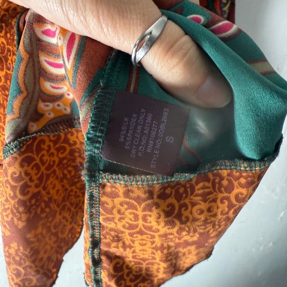 Hale Bob Silk Blend Bohemian Paisley Print Long Sleeve Blouse Top Women's Silk S - Picture 6 of 8